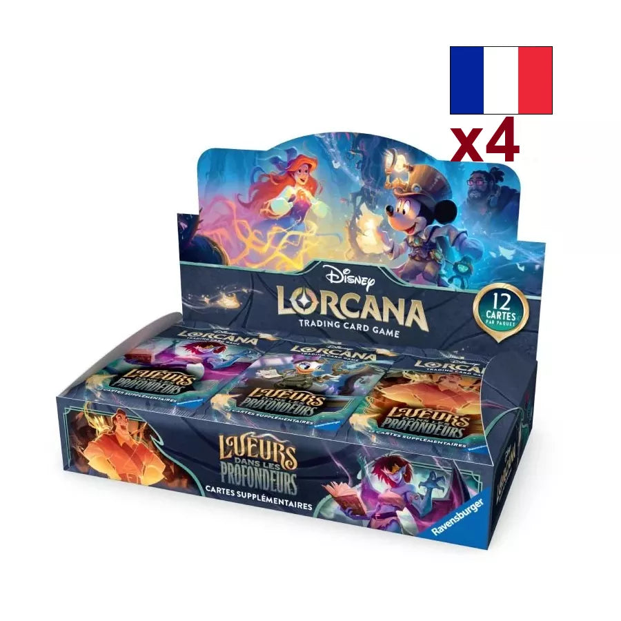 Lorcana – Chapitre 10 : Lueurs dans les Profondeurs | Lot de 4 Displays de 24 boosters FR – Boîte en français – Cardoriah
