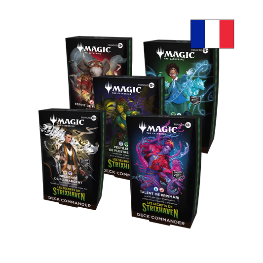 Magic: The Gathering – Les Secrets de Strixhaven | Lot des 5 decks Commander FR – Cardoriah