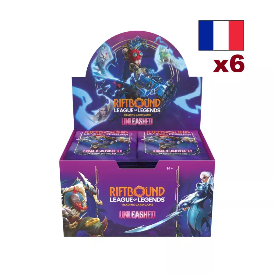 Riftbound: League of Legends – Déchaînement | Lot de 6 Displays de 24 Boosters FR – Boîtes en français – Cardoriah