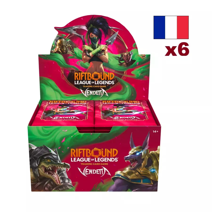 Riftbound: League of Legends – Vendetta | Lot de 6 Displays de 24 Boosters FR – Boîtes en français – Cardoriah